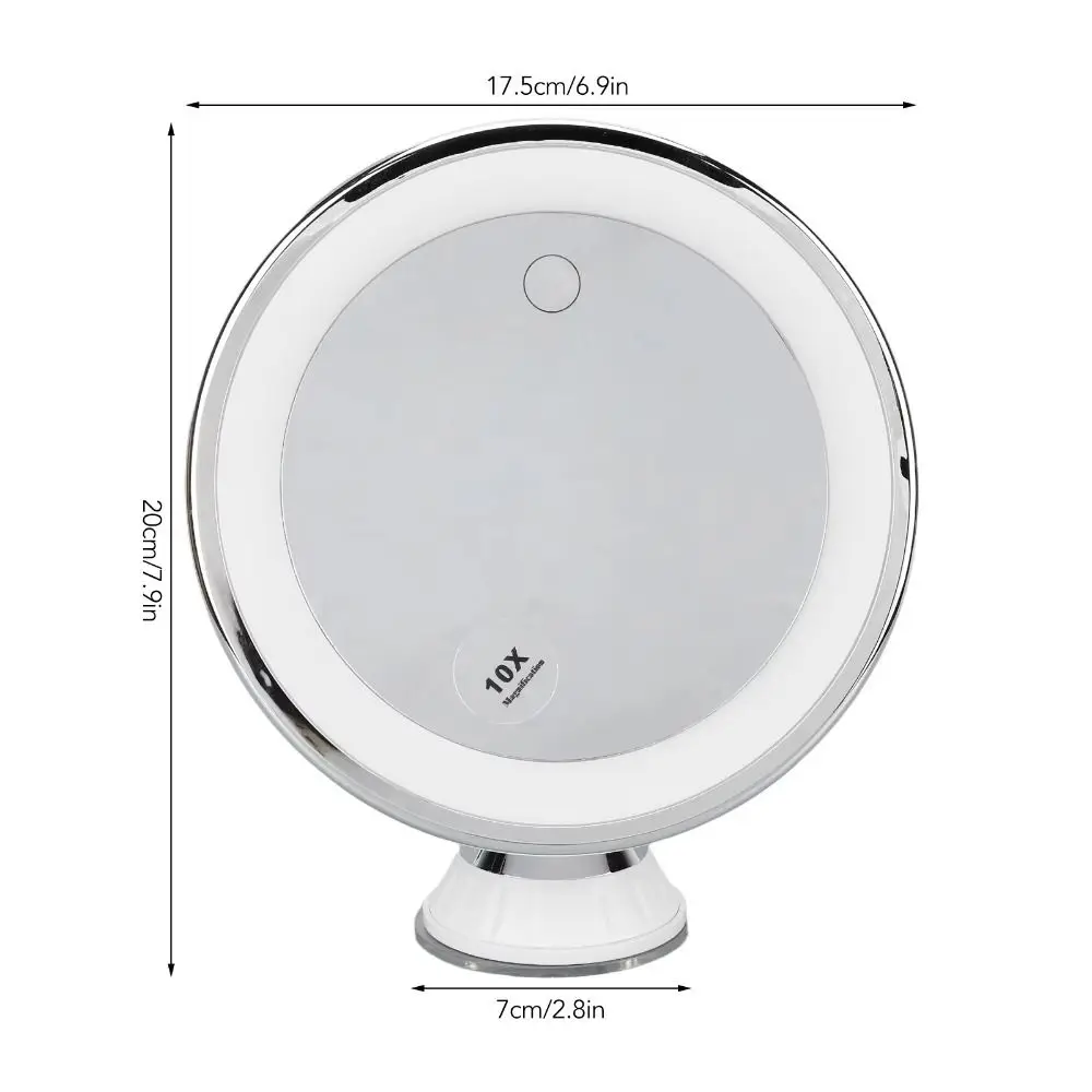 フレキシブル10倍拡大トラベルメイクアップミラー、3色照明モード、タッチスクリーン、タッチスクリーンバニティミラー、ポータブル