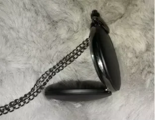 8826Retro Solid Color Simple Black Quartz Pocket Watch Women Smooth Arabic Digital Display Pendant Fob Clock Gift Watch Chain