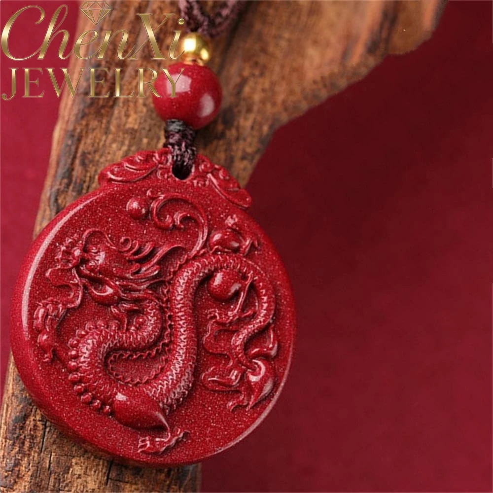 

High-end Cinnabar Dragon Round Pendant Luxury Quality Fashion Fine Jewelry Exquisite Elegant Popular Amulets And Mascots Gift