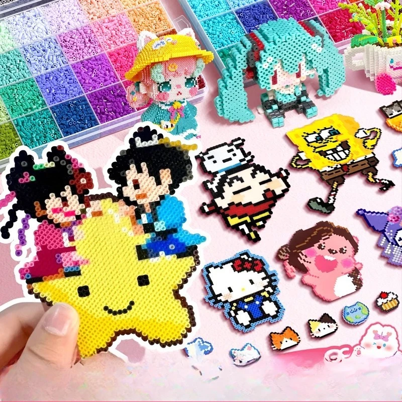 작은 콩 페이스트 재료 패키지, DIY 완성 세트 작은 입자 융합 콩, 철, 교육용 퍼즐 콩 페이스트 콩