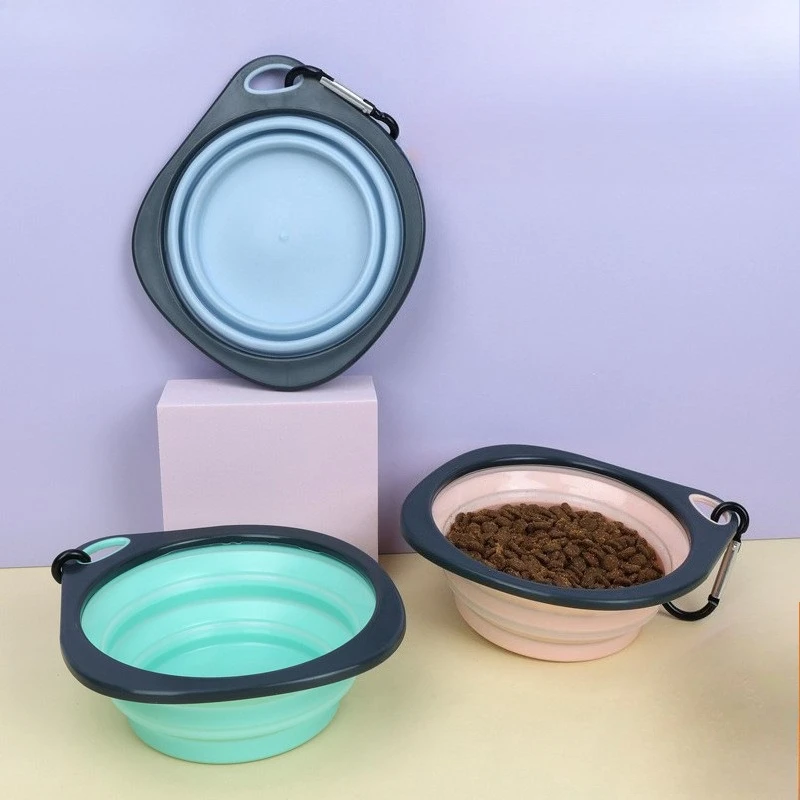 

Pet Folding Silicone Bowl Collapsible Dog Outdoor Travel Portable Puppy Food Feeder Dish Bowl Silicone Dog Feeder Bowl