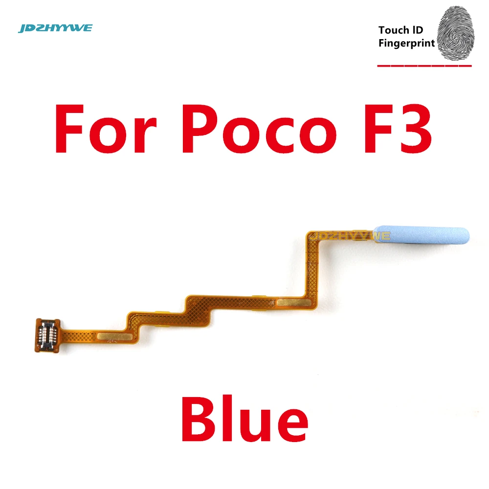 1PCS For Xiaomi Poco F3 Fingerprint Sensor Home Return Key Menu Button Flex Cable Black White Blue