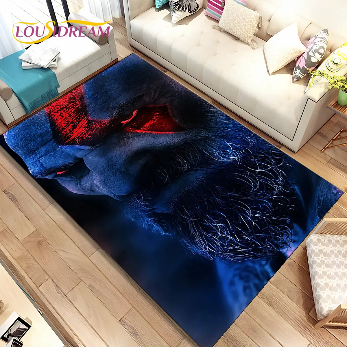 God of War Game Gamers Kratos  Area Rug,Carpet Rug for Living Room Bedroom Sofa Doormat Decoration, Kids Play Non-slip Floor Mat