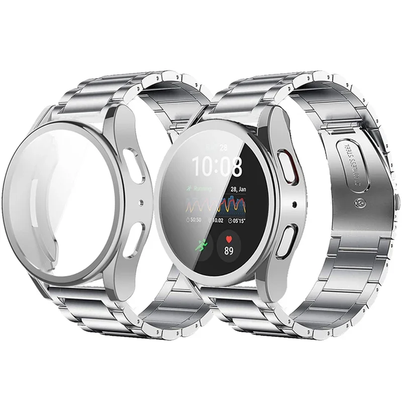 Stainless Steel Watchband For Samsung Galaxy Watch 7 44mm Metal Strap For samsung galaxy watch 7 40mm Soft TPU Protective Case