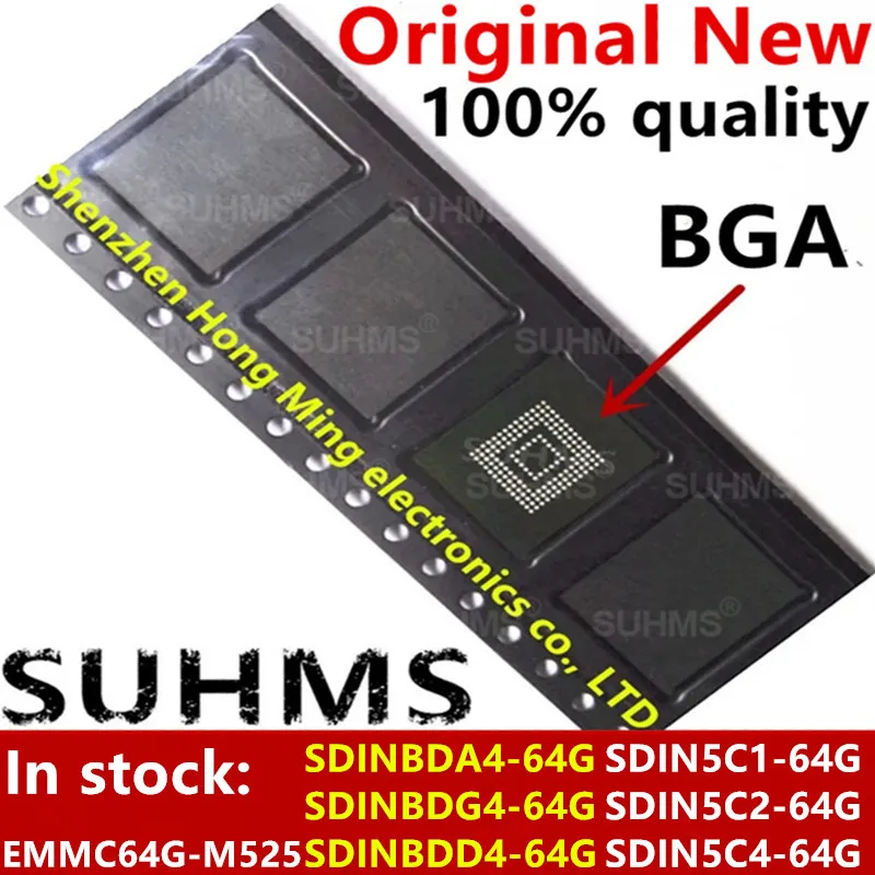 100% New SDINBDA4-64G SDINBDG4-64G SDINBDD4-64G SDIN5C1-64G SDIN5C2-64G SDIN5C4-64G EMMC64G-M525 64GB BGA Chipset