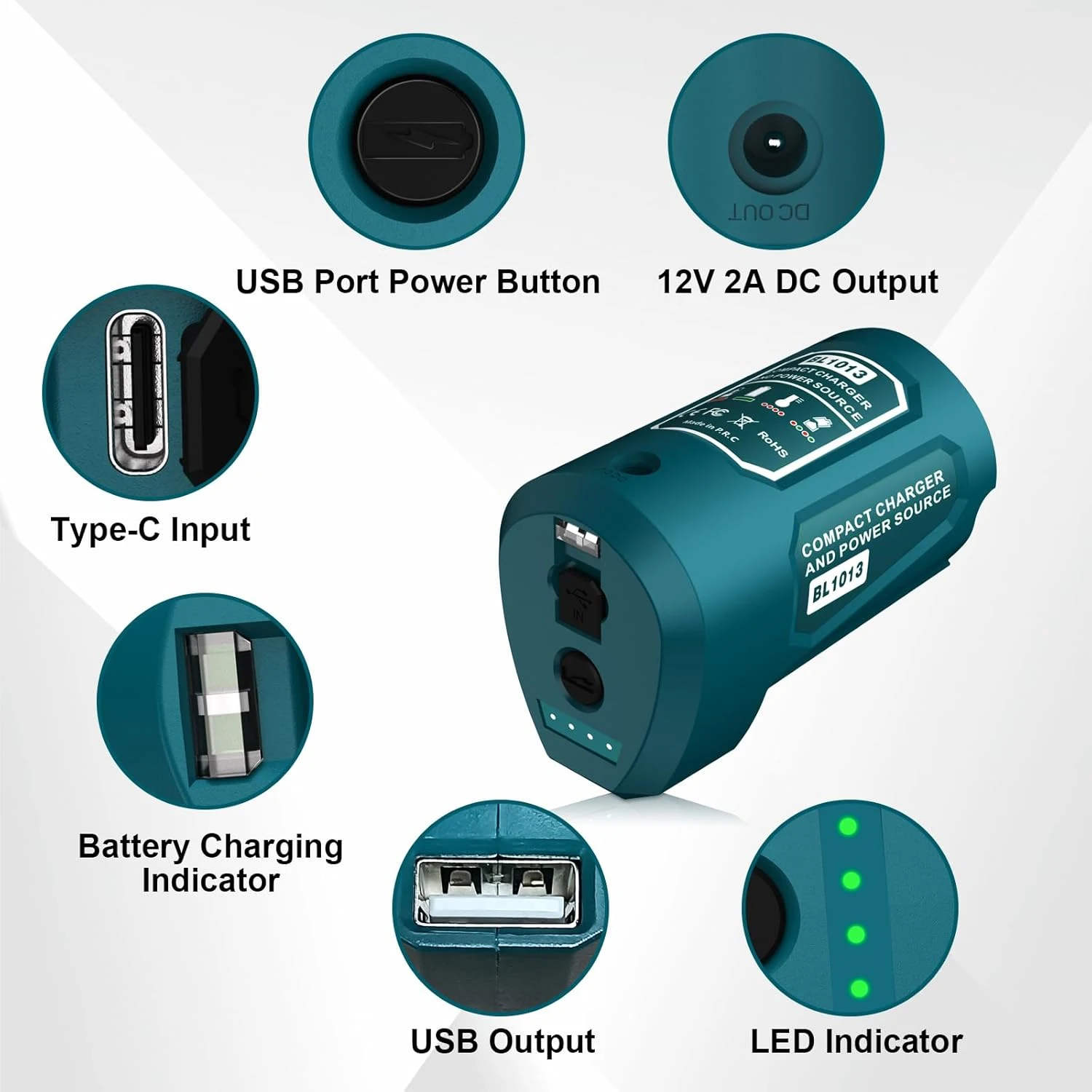 USB Power Source Charger Adapter for Makita/Bosch /Milwaukee Lithium Battery Charing Port for Heated Jackets(No battery)