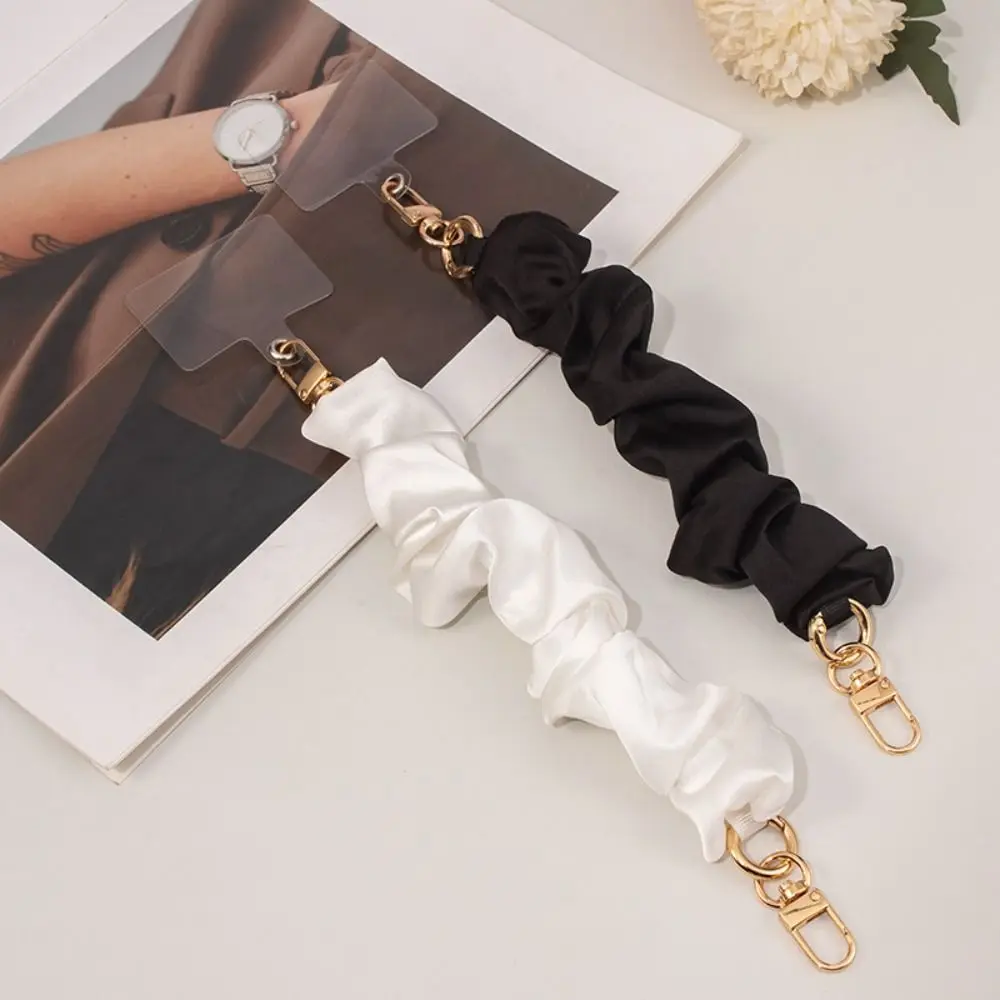 Portable Soft Satin Silk Mobile Phone Lanyard Anti-Lost Elastic Phone Chain Short Detachable Wrist Chain