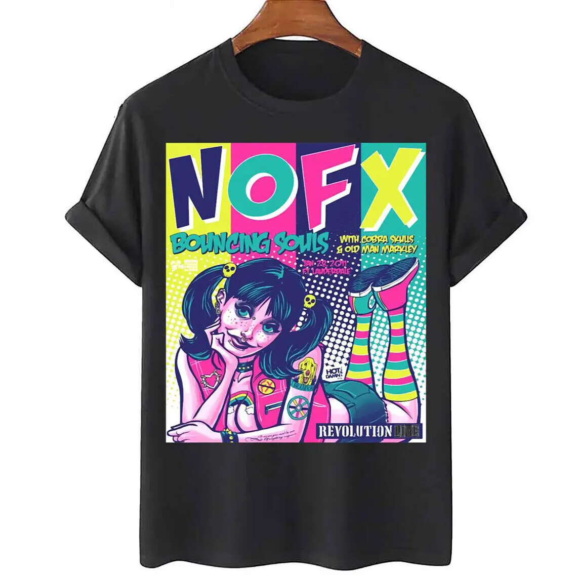 Nofx Bouncing Souls Black Cotton T Shirt Hq55639