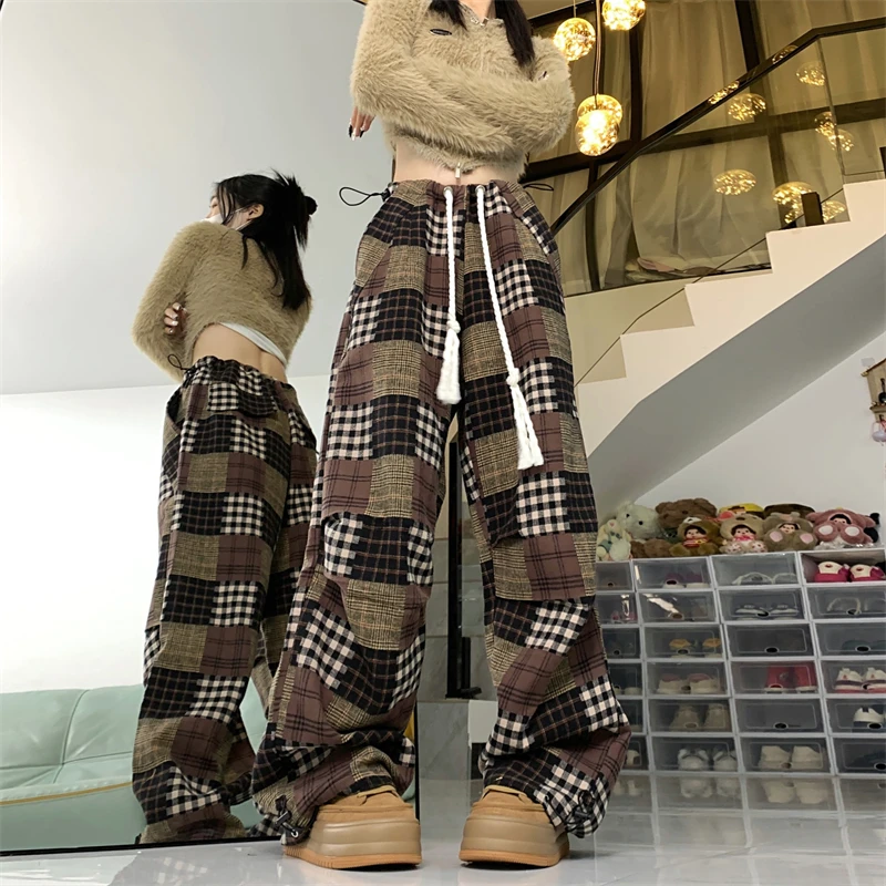 

Women's plaid Y2k Baggy Cargo Pants Vintage Y2k Harajuku 90s Aesthetic Oversize Pants High Waist Trousers 2000s Fashion Clothes