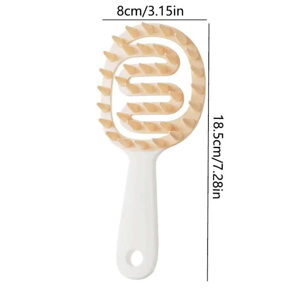 Hollowed-out Scalp Massage Comb Easier to Grip Head Relaxation Silicone Shampoo Brush Curved Vented Dandruff Removal