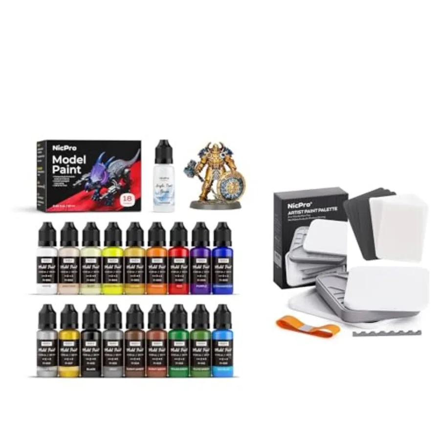 

Stay Wet Palette for Painting Miniature and 18 Colors Model Paint Set, 20ml Ready to Use Modeling Acrylic Paints