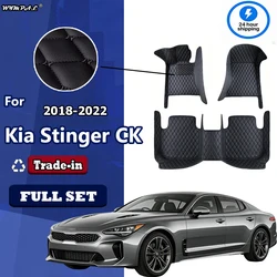 Car Floor Mats For Kia Stinger CK 2018~2022 Rug Carpet Luxury Leather Mat Anti Dirt Pad Car Accessories Interior Parts 2019 2020