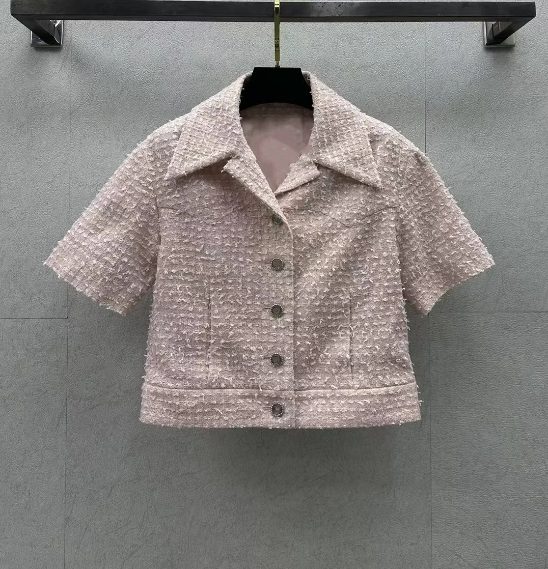 2024 Spring Chic Women's High Quality Short Sleeves Tweed Jackets + High-rise Skirts C847