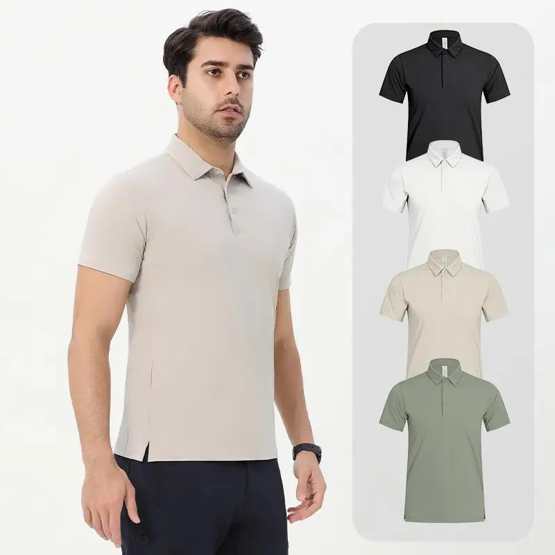 

Men Training Fitness Polo Shirts 2025 Quick Dry Basketball Short Sleeve Male Running Jogging T Stand collar Workout Gym Tees