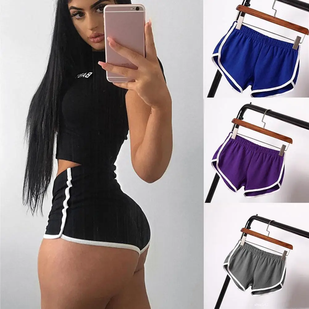 1 Pcs Sports Shorts Women's Polyester Home Casual Solid Color Fashionable Yoga Beach Pants Candy Color Hot Pants Sports Shorts