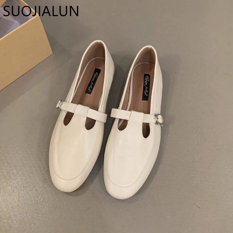 SUOJIALUN 2024 Spring New Women Flat Shoes Flat Shoes Round Toe Slip On Ladies Casual Loafer Shoes Flat Soft Sole Fashion Baller