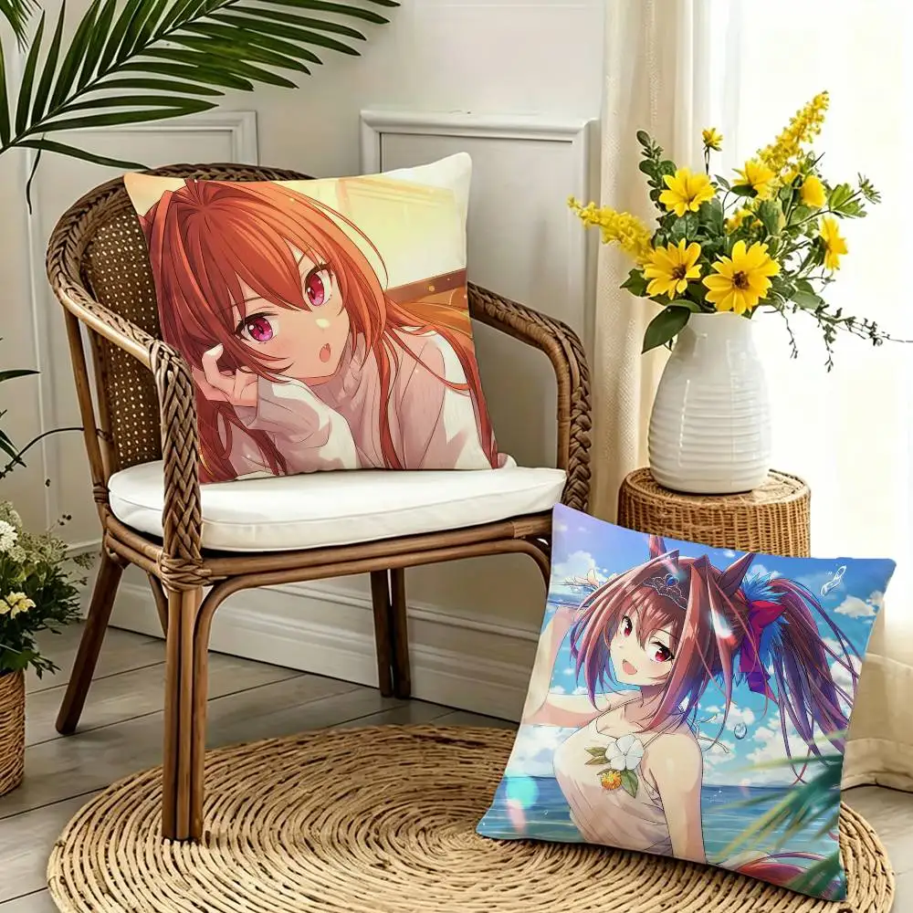 

Umamusume Daiwa Scarlet Double-sided print Pillow Case Cushion Cover Throw Pillow Case For Car Sofa