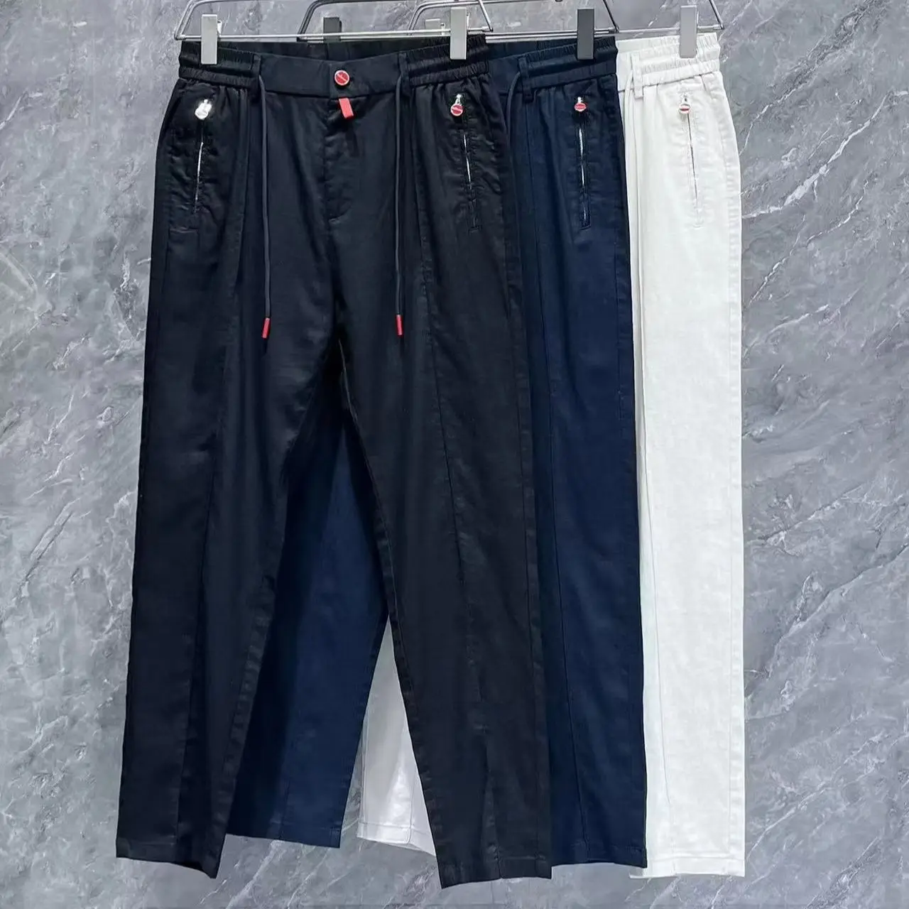 

Kiton old money style men's simple solid color straight versatile trousers