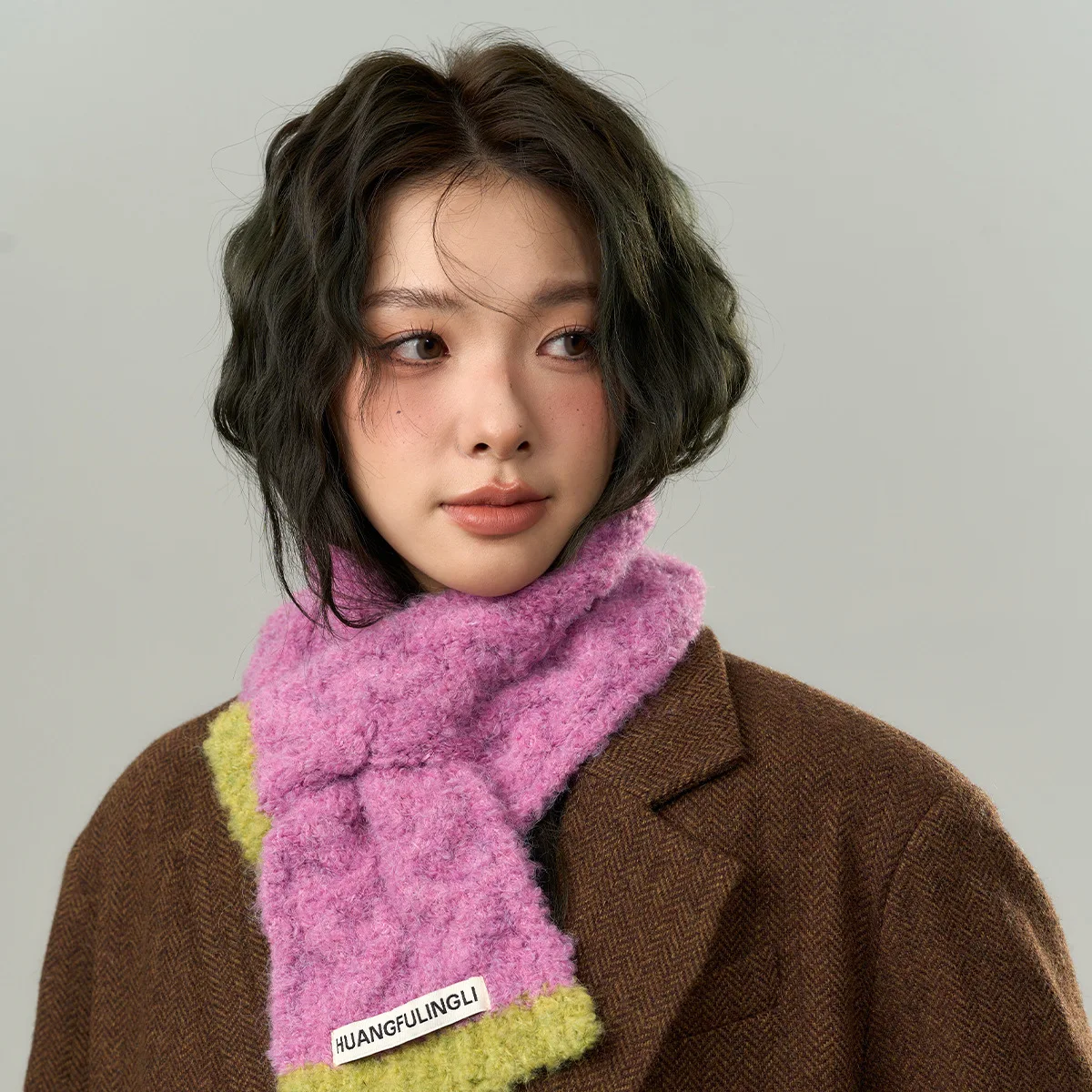 Women\'s Knitted Warm Winter Scarf Korean Fashion Sweet Cute Fluffy Scarf Streetware Trend Versatile Soft Wraps Wool Blend Stole