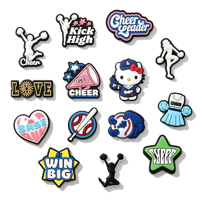 Mesuca Brand Shoe Charms PVC Cheerleader  KT Cat Shoe Decorations for Girls Waterproof Shoe Perfect for Gifts and Party Favors