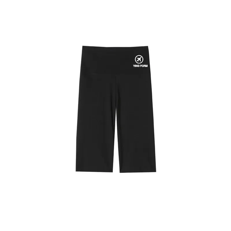 Women Summer Stretchy Cooling Ice Silk Shark Leggings Knee Length High Waist Tummy Control Butt Lift Anti Exposure Safety Yoga B