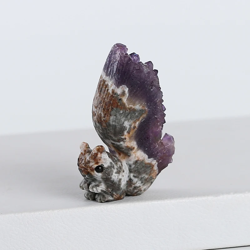 Natural Gemstone Amethyst Carved Squirrel Decoration,For Jewelry Making Charm Gift Accessories