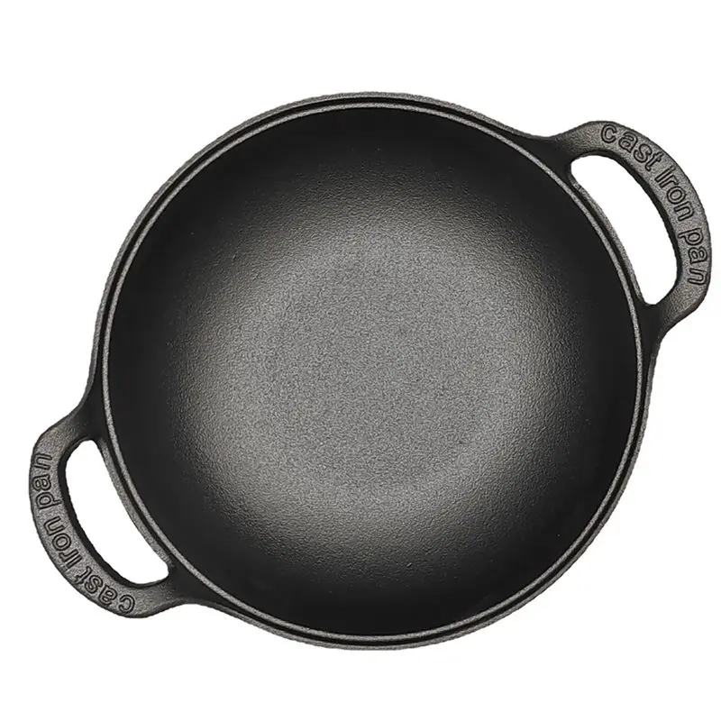 Uncoated Skillet & Dual Handle Flat Bottom Stir Fry Pan Multi-Function Heavy Dutch Soup Pot for Induction Cooker