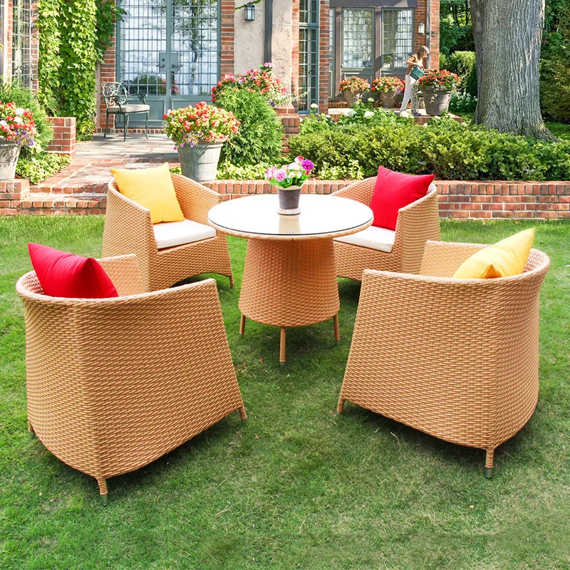 

Outdoor rattan tables and chairs creative courtyard villa rattan chairs balcony leisure rattan chairs tea table three five-piece