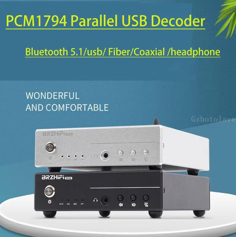 

Bluetooth 5.1 DC60 quad core PCM1794 parallel USB decoder hifi DAC headphone support usb Fiber Coaxial