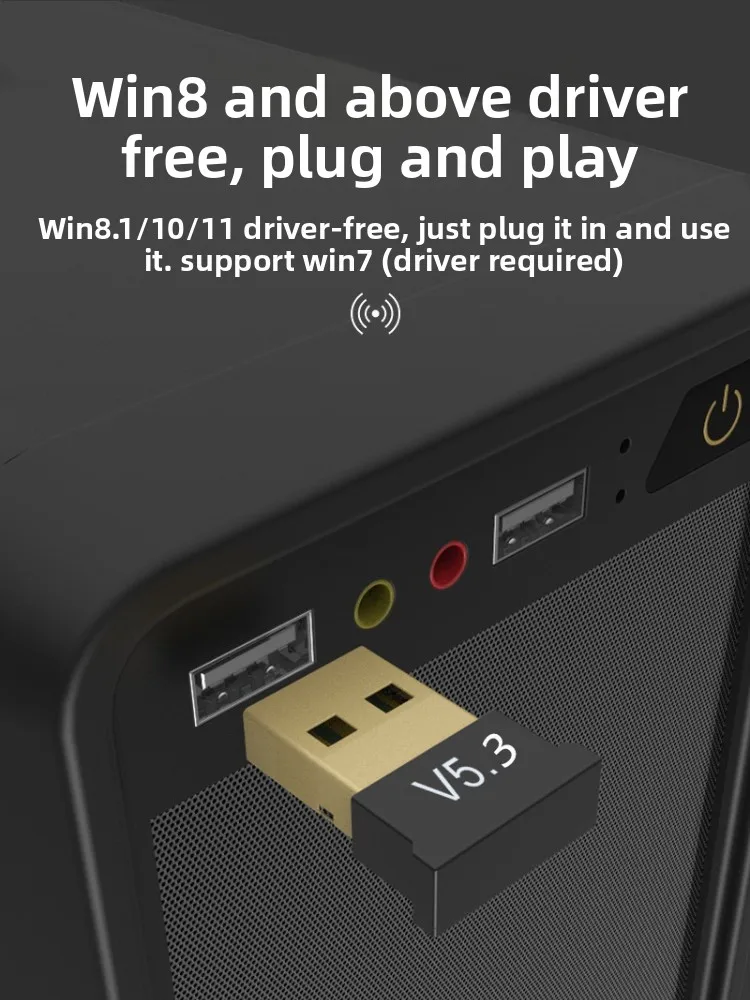 อะแดปเตอร์บลูทูธแบบไม่ต้องใช้ไดรฟ์ USB: รองรับ 5.3/4.0/5.1/5.4 และ 5.0 ทำงานเป็นลำโพงส่งสัญญาณไร้สายสำหรับพีซีและแล็ปท็อป