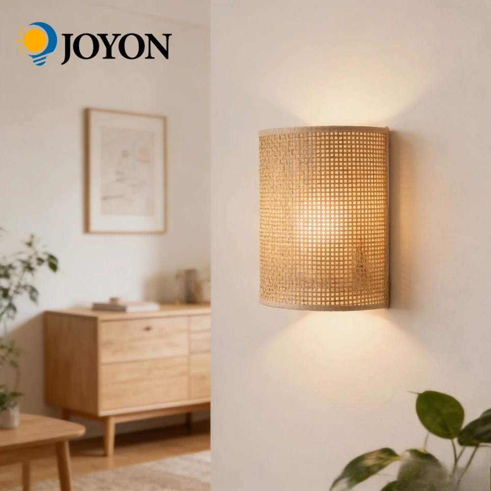 

JOYON винтажный настенный светильник из ротанга в скандинавском стиле ретро настенный светильник E27 светильник для украшения дома, комнаты, прикроватная тумбочка для гостиной