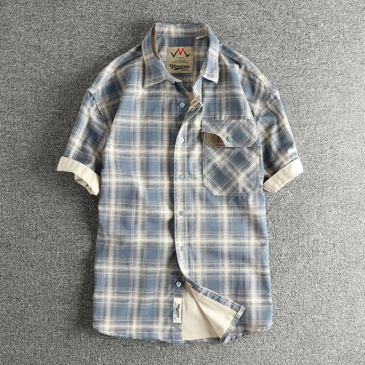 

Новая летняя хлопковая рубашка в клетку в стиле ретро с короткими рукавами, мужская уличная рабочая рубашка