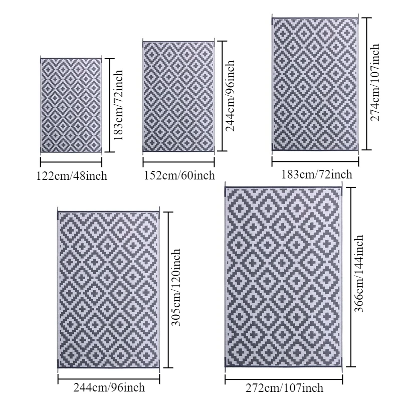 1PC Waterproof Outdoor PP Plastic Straw Patio Blankets Indoor Waterproof Carpets for Deck Backyard Family Picnic Balcony Rugs