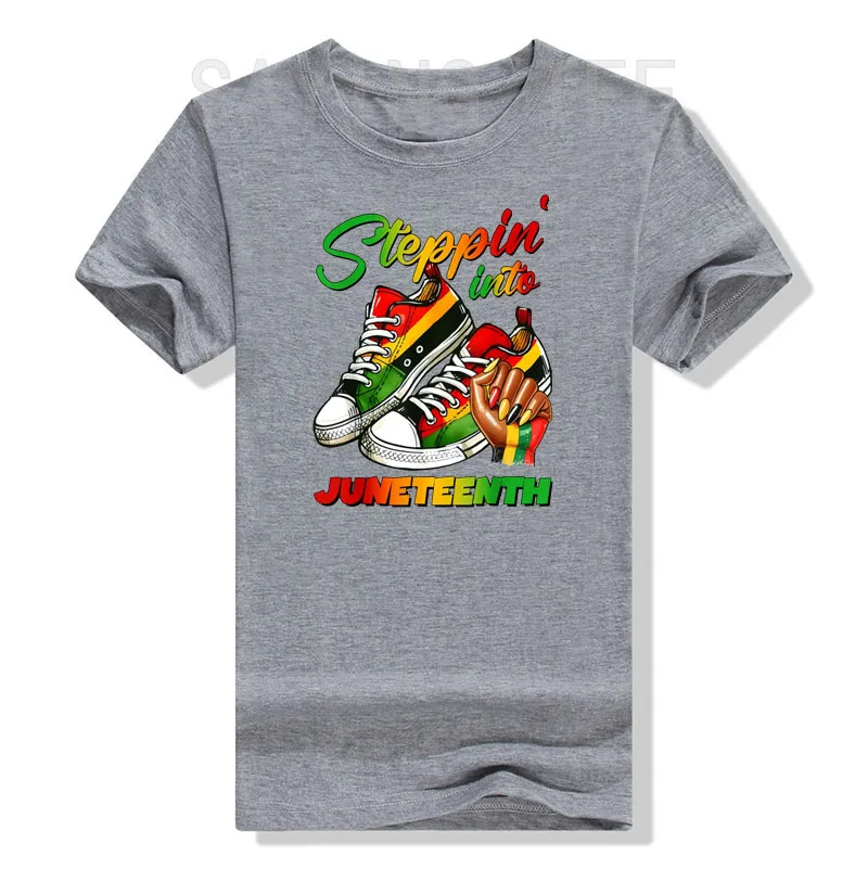 Stapt In Juneteenth Afro Vrouw Zwarte Meisjes Sneakers Mannen T-Shirt Zwart Trots June 19e 1865 Kleding Humor Grappige Grafische T-Shirts