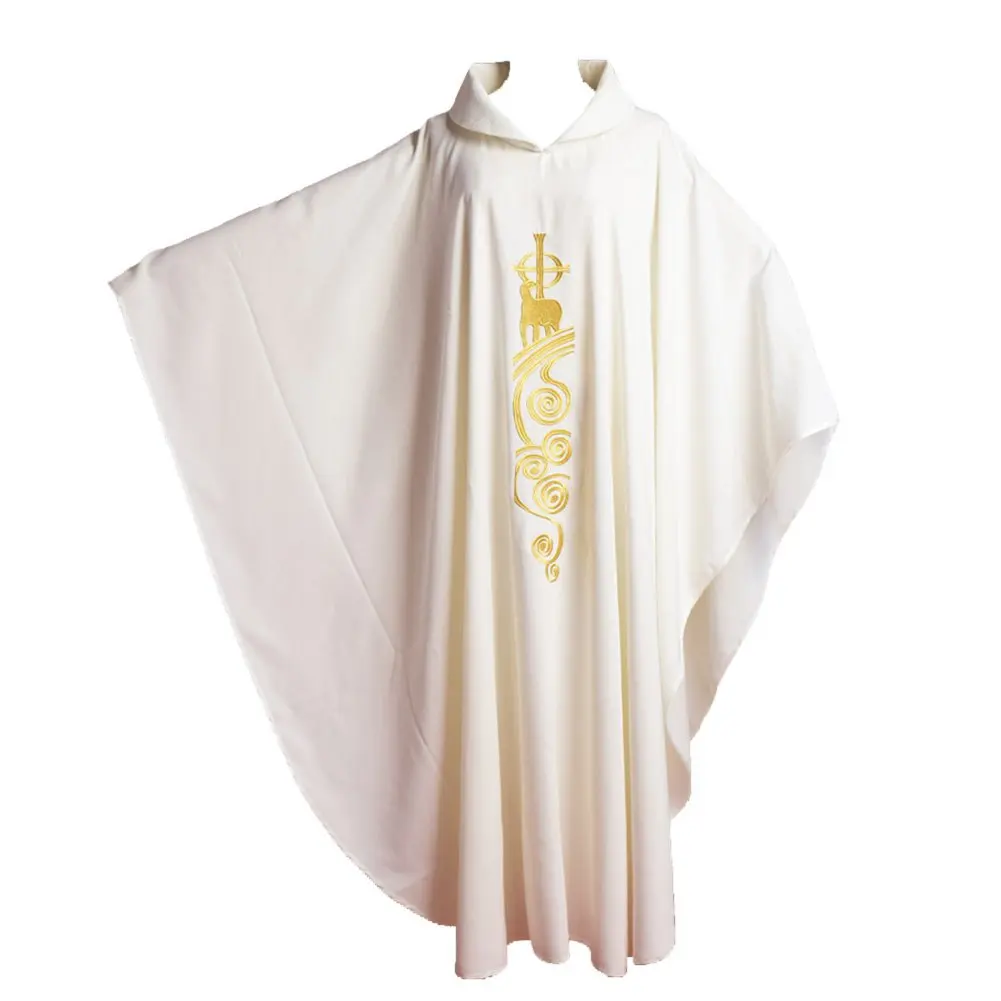 Priest Uniform Cosplay Priest Vestments Outfit Orthodox Church Chasuble Fish Embroidered Robe Clergy Clothes