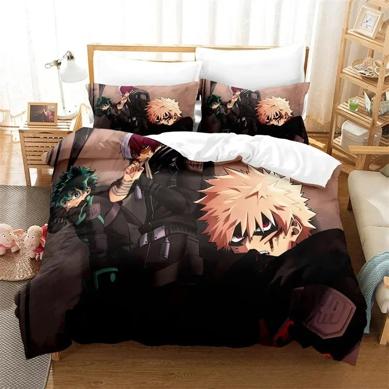 3D Print Anime My Hero Academia Bedding Set Boys Girls Twin Queen King Size Duvet Cover Pillowcase Bed boys Teen Adults