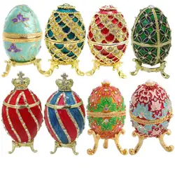 Enameled Jewelry Box Decorative Hand Painted Container Unique Gift Desk Ring Earrings Egg Trinket Box Jewelry Storage Box Mini
