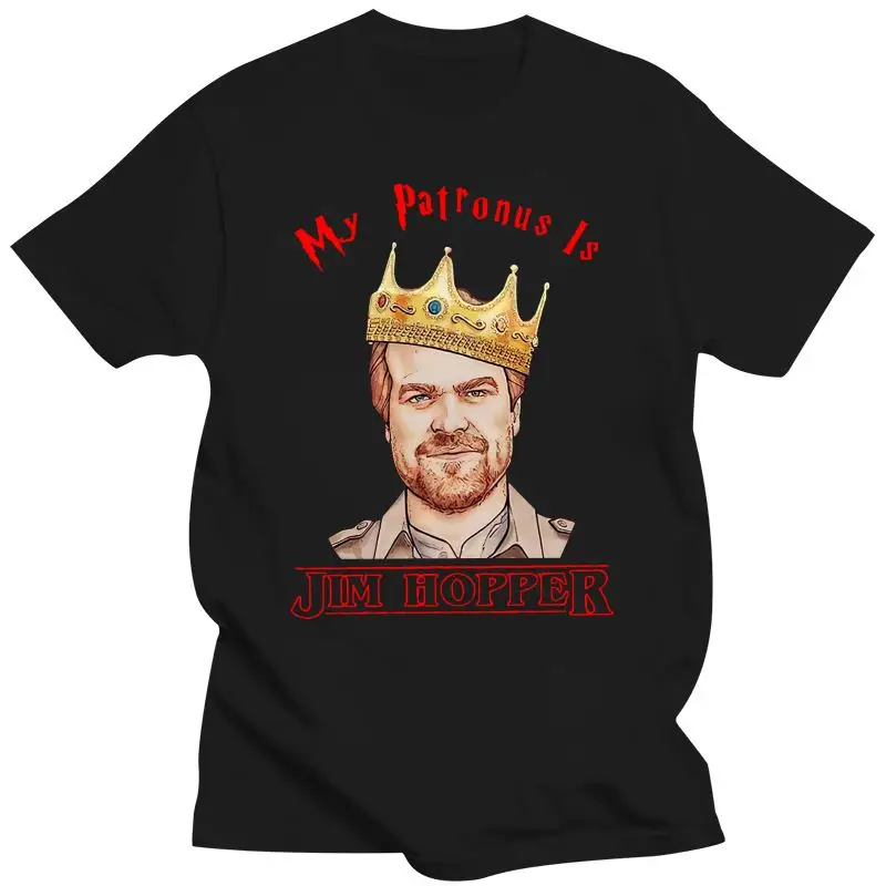 New Stranger Tee Things My Patronus Is Jim Hopper T Shirt Black Cotton Men S-6xl Regular Tshirt For Men Men T Shirt Funny T-Shir