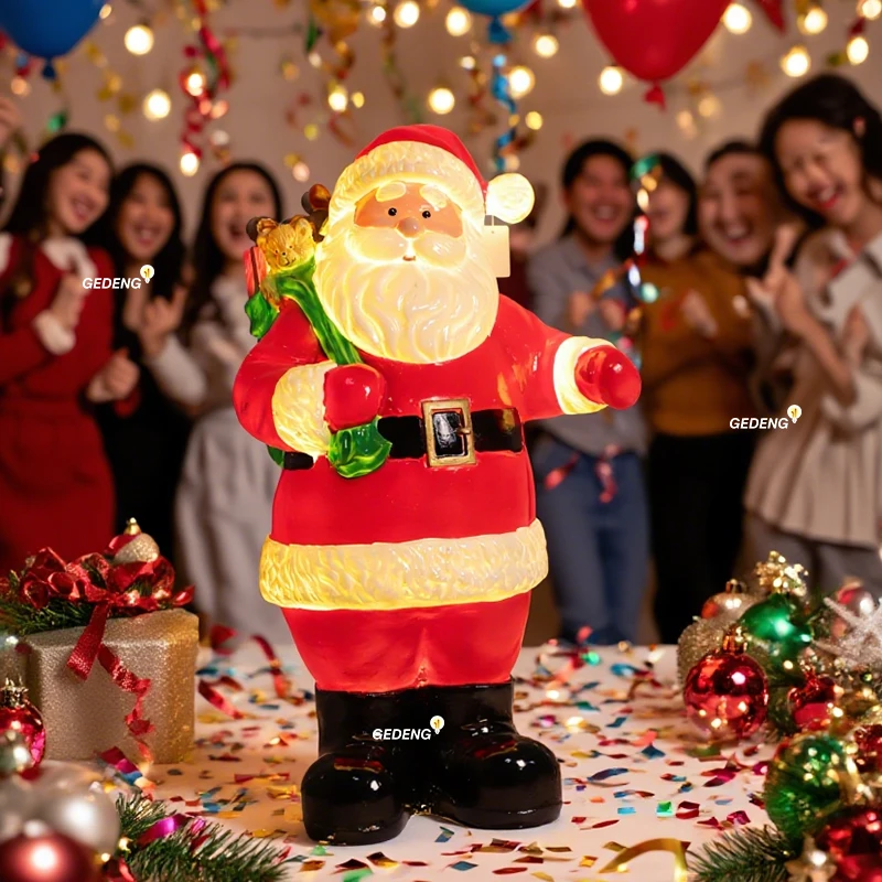 مبيعات المصنع مباشرة LED حديقة ديكور ضوء الراتنج سانتا كلوز تمثال في الهواء الطلق عيد الميلاد ضوء الزخرفية IP65 الصف #4