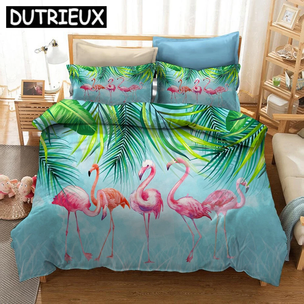 

Tropical Flamingo 3D Printed Bedding Set Duvet Covers Pillowcases Comforter Bedding Set Bedclothes Bed Linen(NO Sheet)