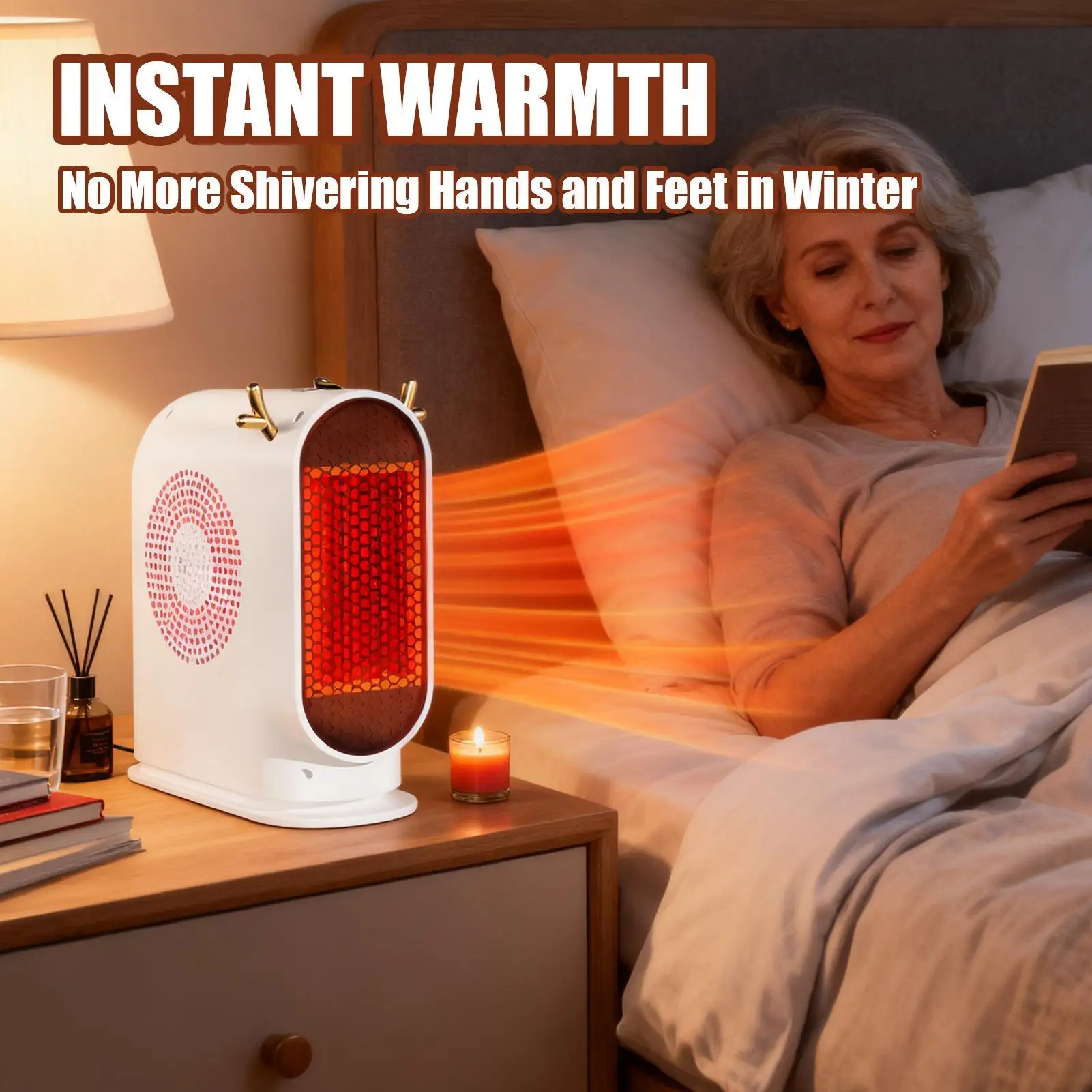 

Small Heaters For Indoor Use With Overheat Tip-Over Protection Bedroom Thermostat Portable Space Heater For Indoor Table Shelf