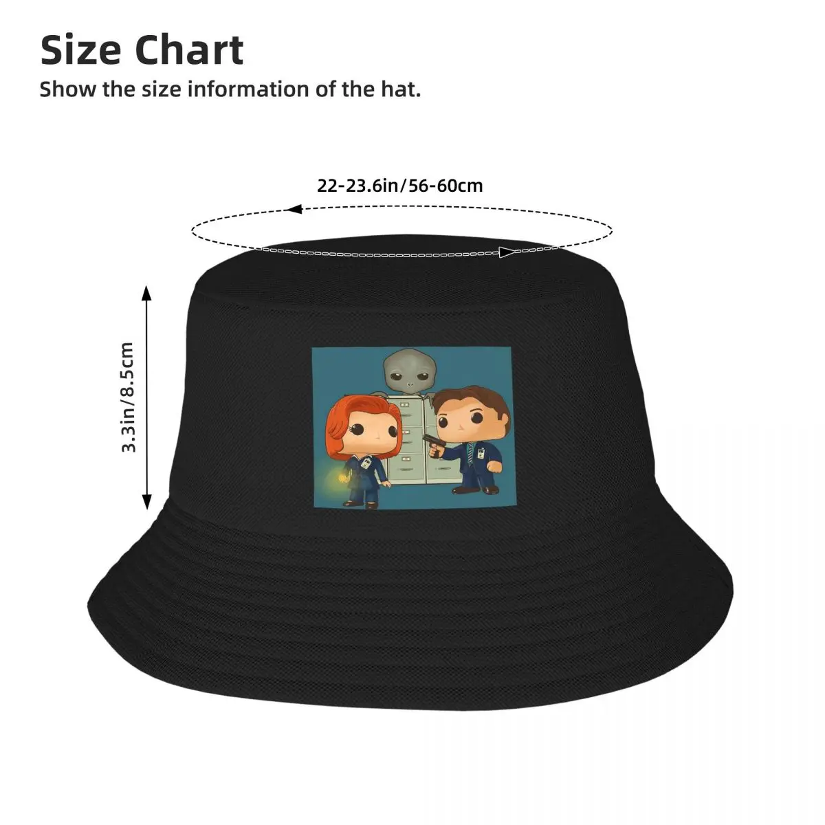 Funko Pop Doll Of Fox Mulder And Dana Scully Bucket Hat Panama For Man Woman Bob Hats Fisherman Hats Beach Fishing Unisex Caps