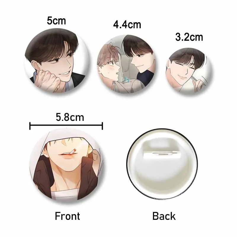 Korean BL Manhwa Alpha Trauma Brooches Cartoon Figure Seon Wooyeon Kim Dohyun Cosplay Badges Jewelry Pins Accessories Gifts