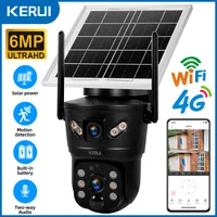 KERUI-cámara Solar impermeable para exteriores, 6MP, 4G, SIM, WIFI, lente Dual, Panel Solar, seguridad del hogar, vídeo CCTV, vigilancia V380pro