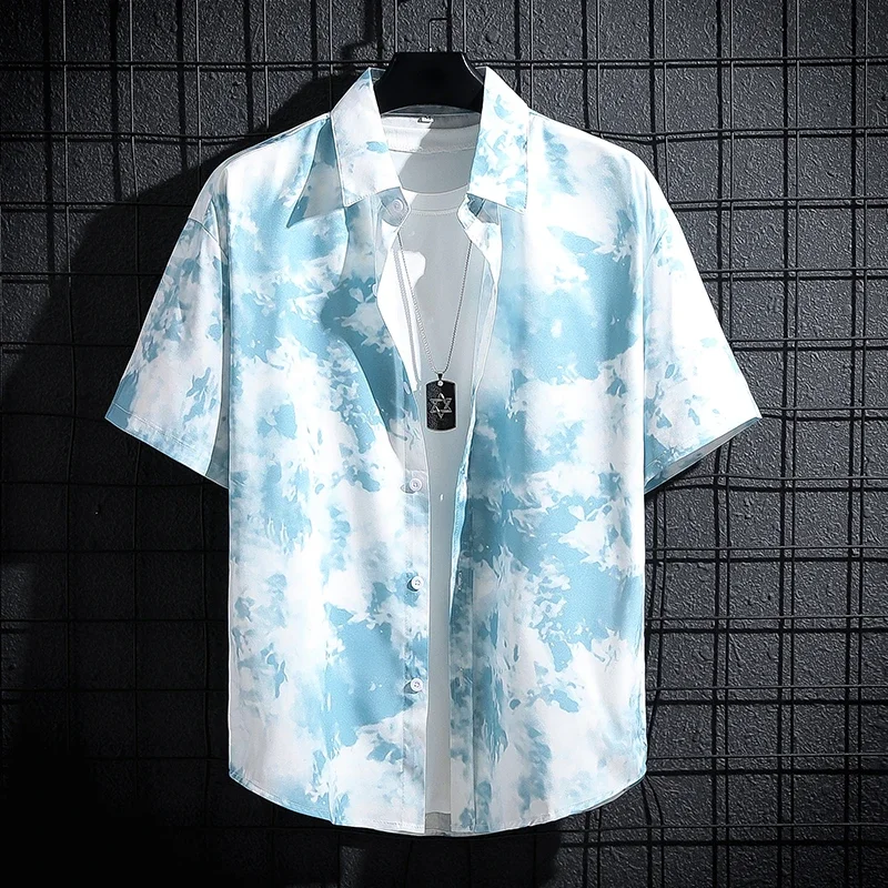 Hawaii Summer Casual Beach Shirt Fashionable Printed Short Sleeved Shirt Hong Kong Style Loose and Beautiful Holiday Shirt