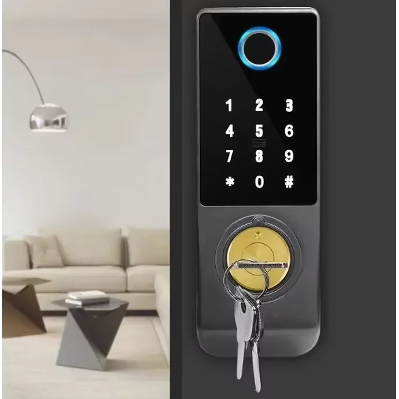 Smart /TTLock Fingerprint Keyless Waterproof Outdoor Aluminum Door Deadbolt for 4 AA Batteries 3-Year Warranty