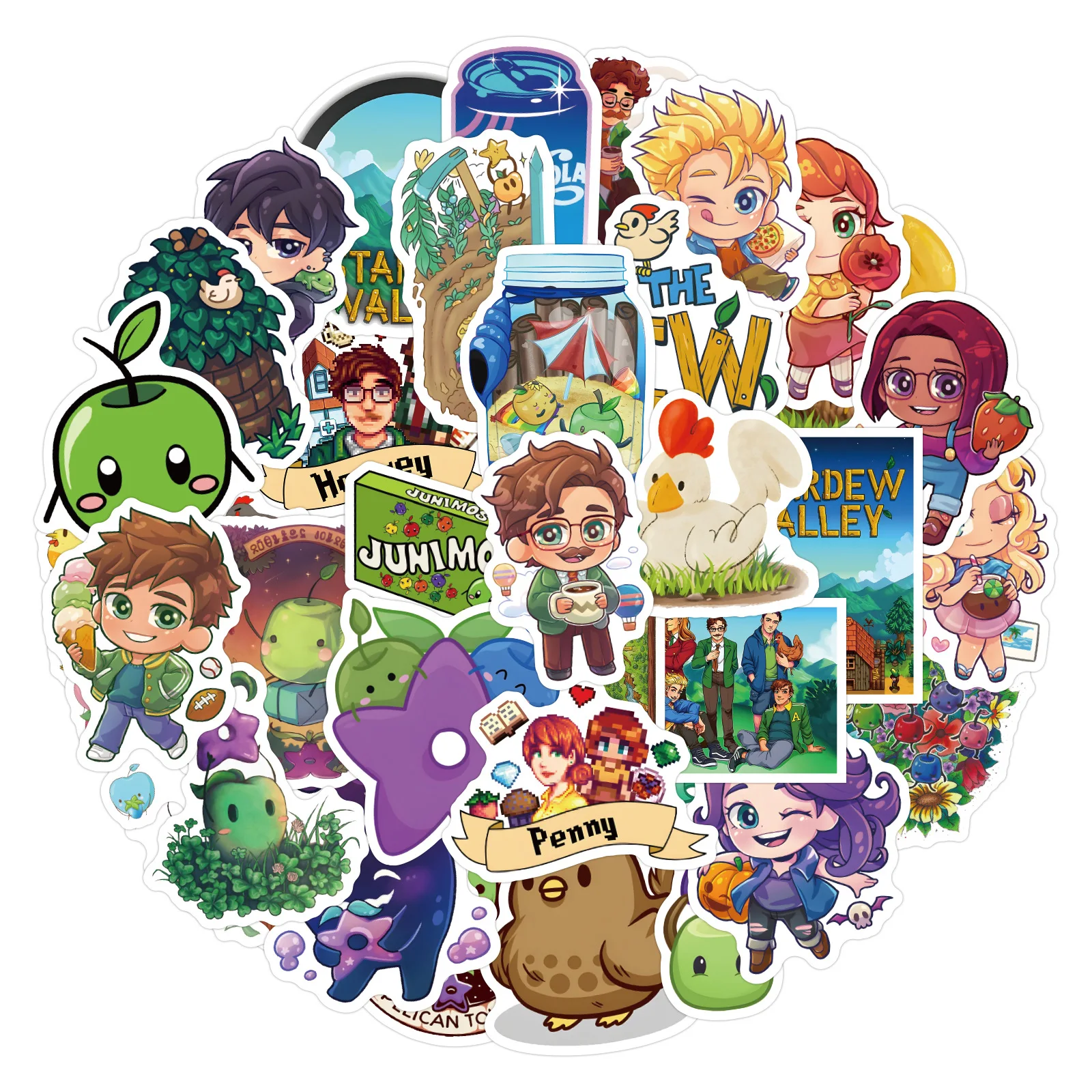 50 Stück Stardew Valley Cartoon Deko-Aufkleber für Schreibwaren, Tassen und Computer, Wasserfest