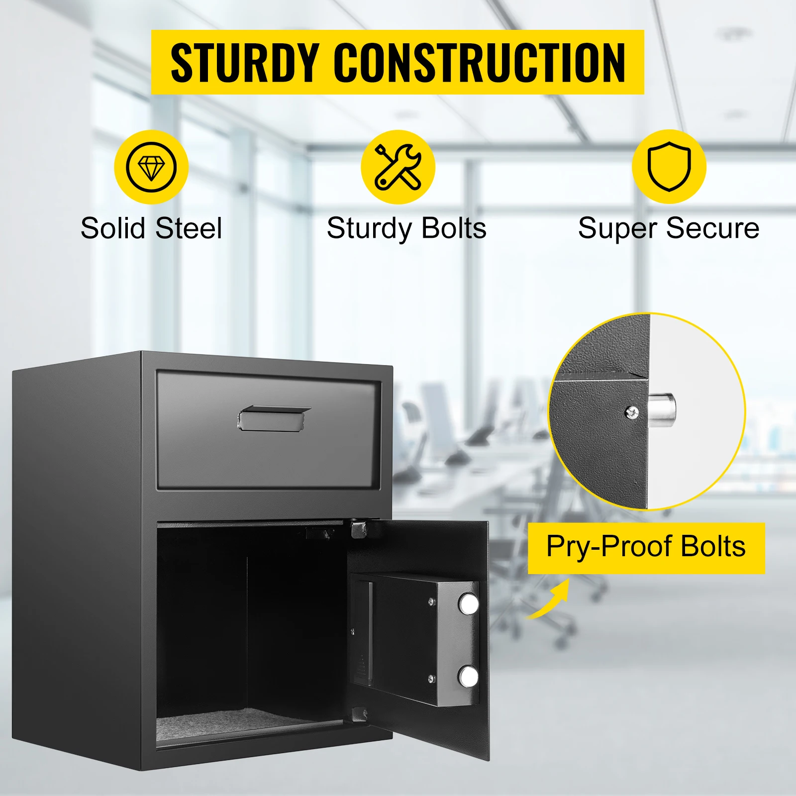 SucceBuy Electronic Safe Deposit Box With Drop Slot Secret Hidden Piggy Bank Security Digital Access Two Keys for Store Money Guns