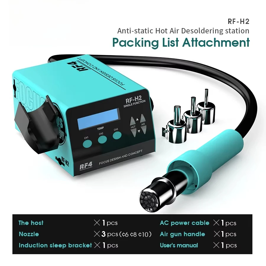 Automatic Sleep SMD RF-H2 BGA 1000W Digital Hot Air Soldering Rework Station for Phone SMT Repair Soldering Welding Tool