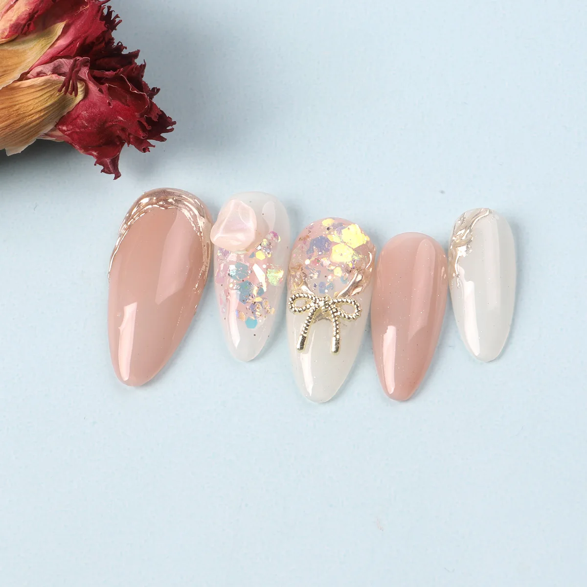 10 ピース/ロットゴールドシルバー弓ネイルチャーム合金韓国ちょう結びリボン金属アクセサリーネイルアートの装飾 DIY デザイン